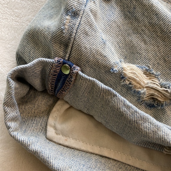 Alexander Wang Shorts Sz 31 Denim X Hike Rolled Button Fly High Waist Distressed - Picture 10 of 16